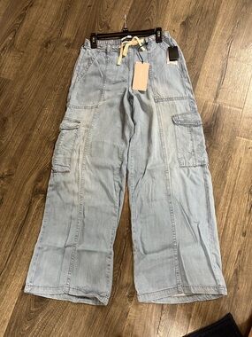 Celebrity Pink Light Blue Wide Leg Cargo Jeans